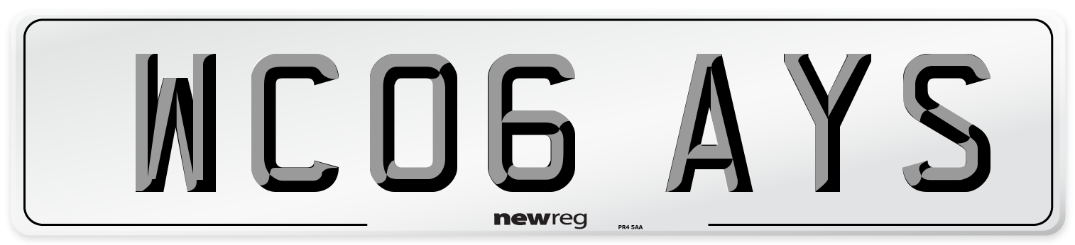 WC06 AYS Number Plate from New Reg